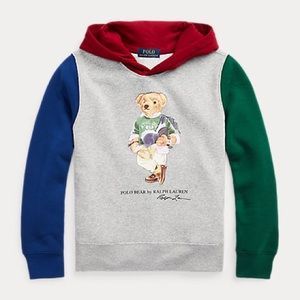 Polo Ralph Lauren Long-Sleeve Polo Bear Color-Blocked Fleece Hoodie -Boys Medium